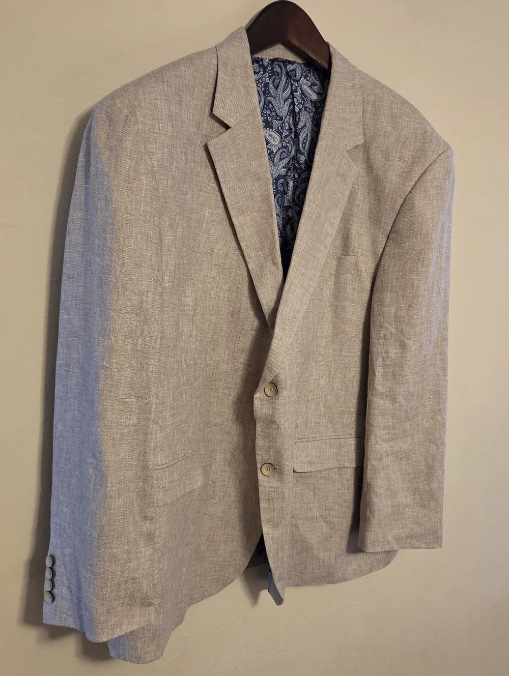 Oak Hill Sport Coat Blazer 2XL 50R/52R Linen Rayon Tan - Picture 2 of 14